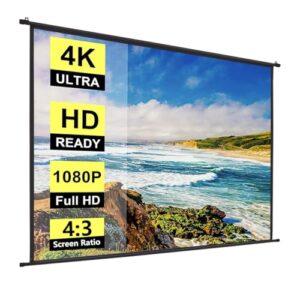 INMOZATA Projector Screen 100inch/203 x 152cm Wall Mounted & Ceiling Mounted Projector Screen with 4:3 Ratio Matte White Screen for Home School Cinema Theater Outdoor Indoo