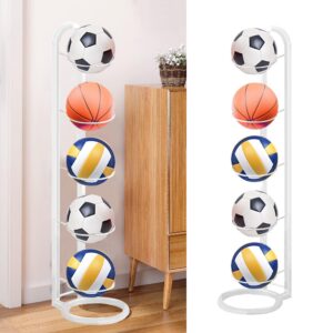 GZCZCC Ball Storage Rack 5 Tiers Ball Storage Garage Basketball Organizer Rack Iron Football Stand Vertical Football Display Stand Removable Football Stand for Basketball Football Volleyball