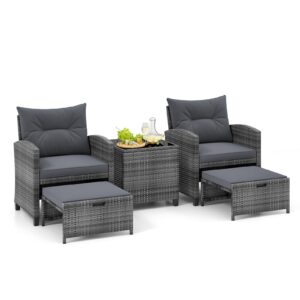 COSTWAY 5-Piece Rattan Garden Furniture Set