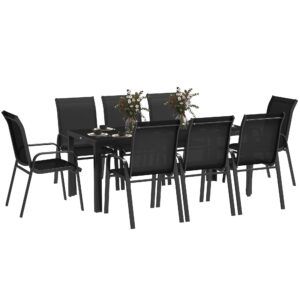 Outsunny 8 Seater Garden Dining Set with Stacking Chairs