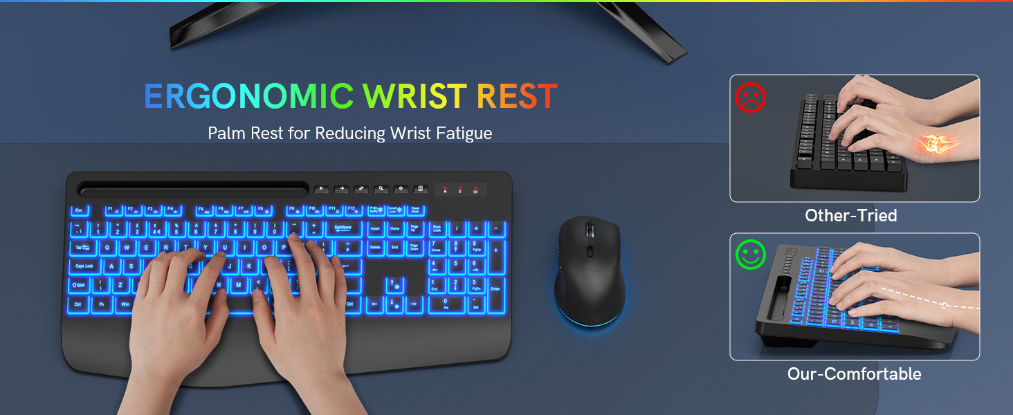 Rechargeable Ergonomic Keyboard with Phone Holder