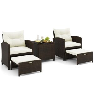 COSTWAY 5-Piece Rattan Garden Furniture Set