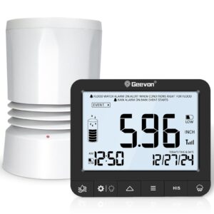 Geevon Portable Wireless Rain Gauge with Indoor Digital Display, High Precision Rainfall Measurement, Perfect for Garden and Farm Outdoor Use, Real Time Rainfall Measurement and Flood Alert System