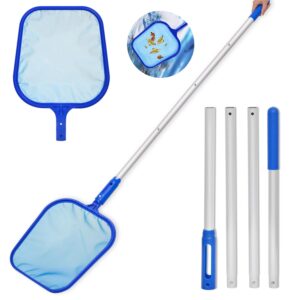 Pool Skimmer Net - 6ft/183cm Pond Leaves Cleaning Fine Mesh Rake Net - 4 x Detachable Intensify Aluminum Pole