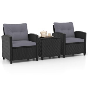 COSTWAY 3 Piece Patio Rattan Bistro Set