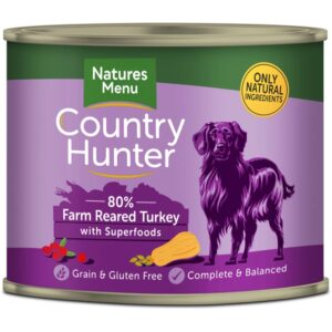 Natures Menu Country Hunter Dog Farm-Reared Turkey with Superfoods Tins 6x600g