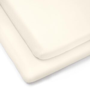 Clair de Lune 2 Pack Fitted Jersey Cotton Cot Bed Sheets 70 x 140 cm (Cream)