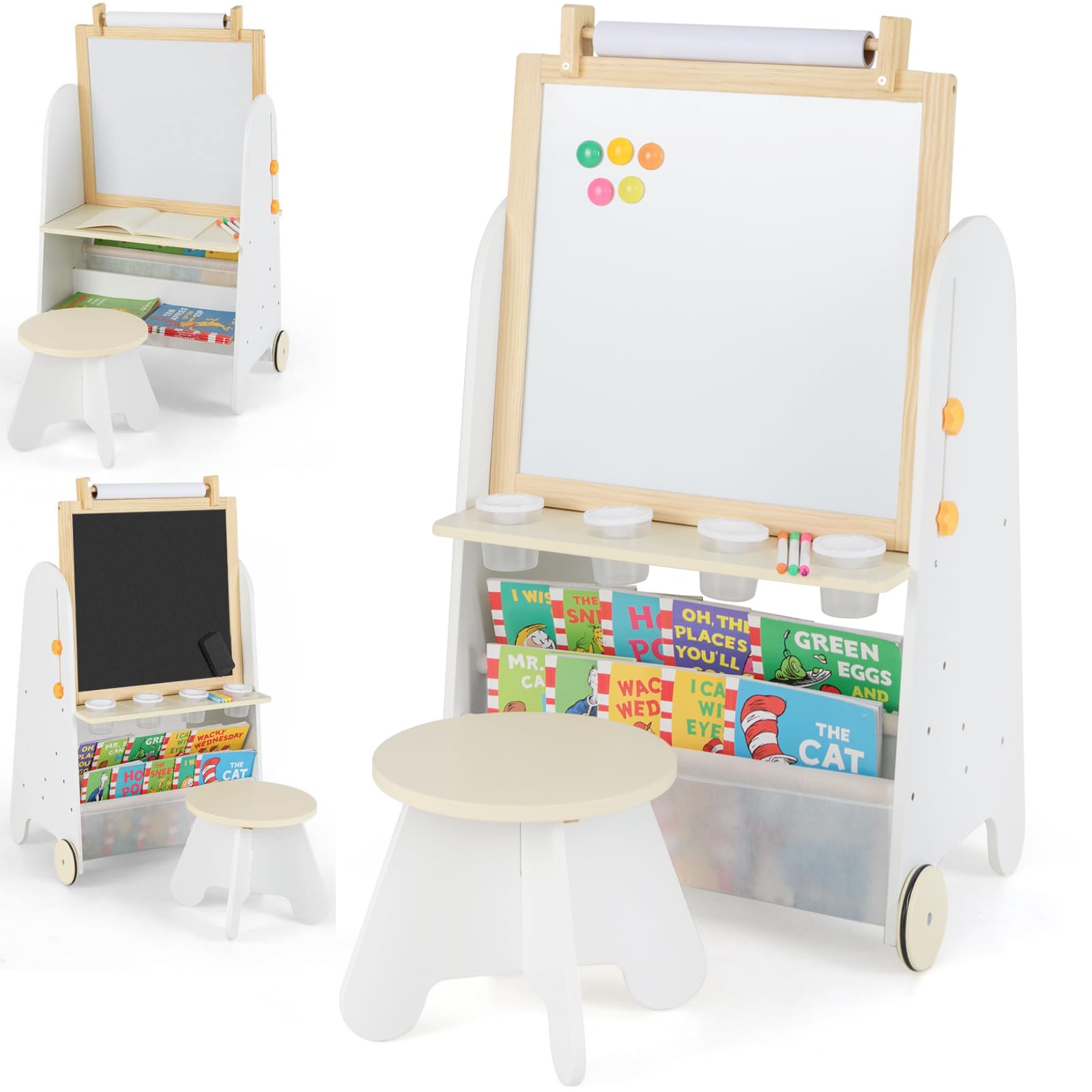 GYMAX 4-in-1 Kids Easel