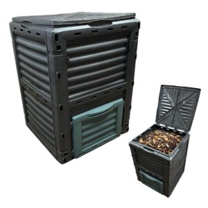 300L Outdoor Garden Compost Bin - Eco Friendly Organic Waste Converter Kitchen Composter | With Flip Latchs on Lid