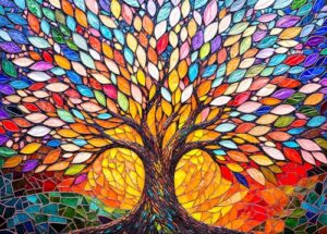 Colorful Tree Jigsaw Puzzles for Adults 1000 Jigsaws Mosaic Colorful Leaves 1000 Piece Jigsaw Puzzles for Adults