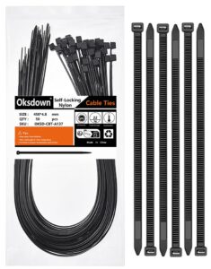 Oksdown Cable Ties 450mm×4.8mm Black Thick Heavy Duty Large Strong Nylon Plastic Self Locking 18 inch/45 cm Extra Long Zip Tie Wraps