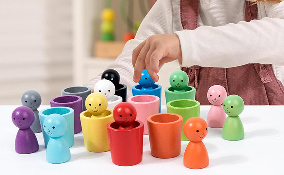 Peg Dolls in Cups Wood