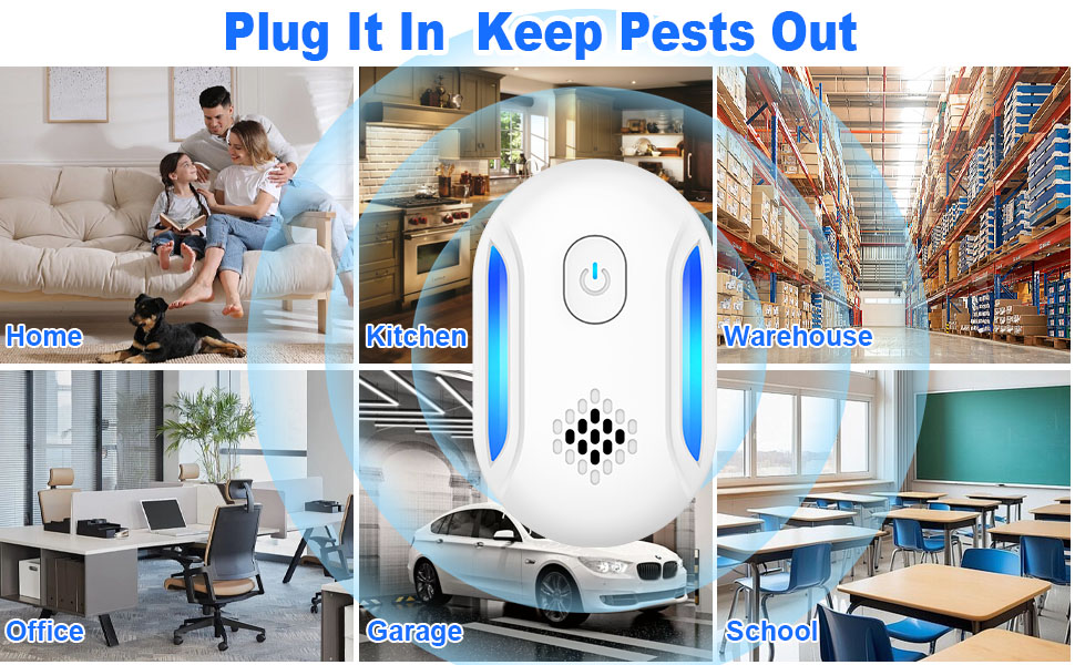 Illustration showing the gradual pest reduction over weeks using the ultrasonic pest repeller.