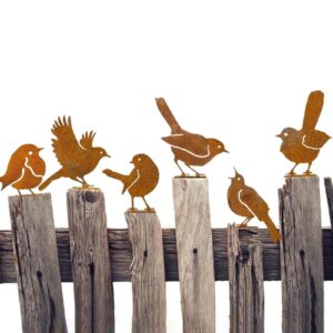 JJIW 6 Pcs Metal Bird Garden Ornaments