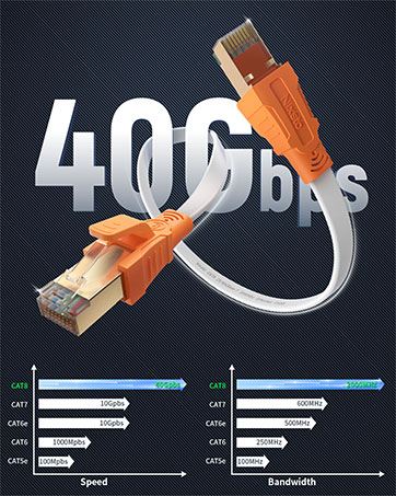 Nixsto Cat 8 Ethernet Cable 10M, 40Gbps 2000MHz High Speed Network Cable, Long RJ45 Gigabit Patch...
