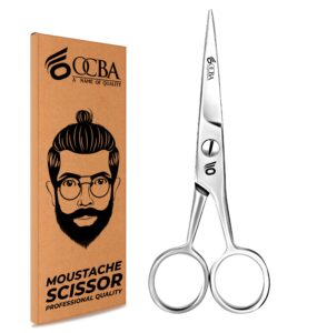 OCBA Beard Scissor Professional Moustache Scissors Ear and Nose Hair Trimming Scissors Stainless Steel