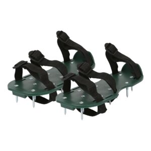 Harbour Housewares Lawn Aerator Shoes with Hook & Loop Straps - One Size Fits All - Green - 2x Manual Garden Gardening Grass Seed Spreader Scarifier Aerating Epoxy Floor Shoe Spikes Sandals Tool