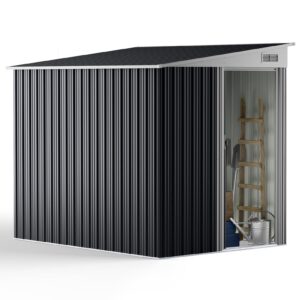 XEMQENER Lean to Garden Storage Shed with Hooks and Shelves