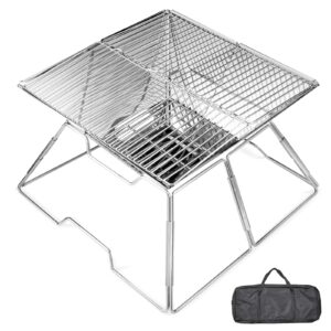 Lafuntar Portable Fire Pit for Camping With Carrying Bag