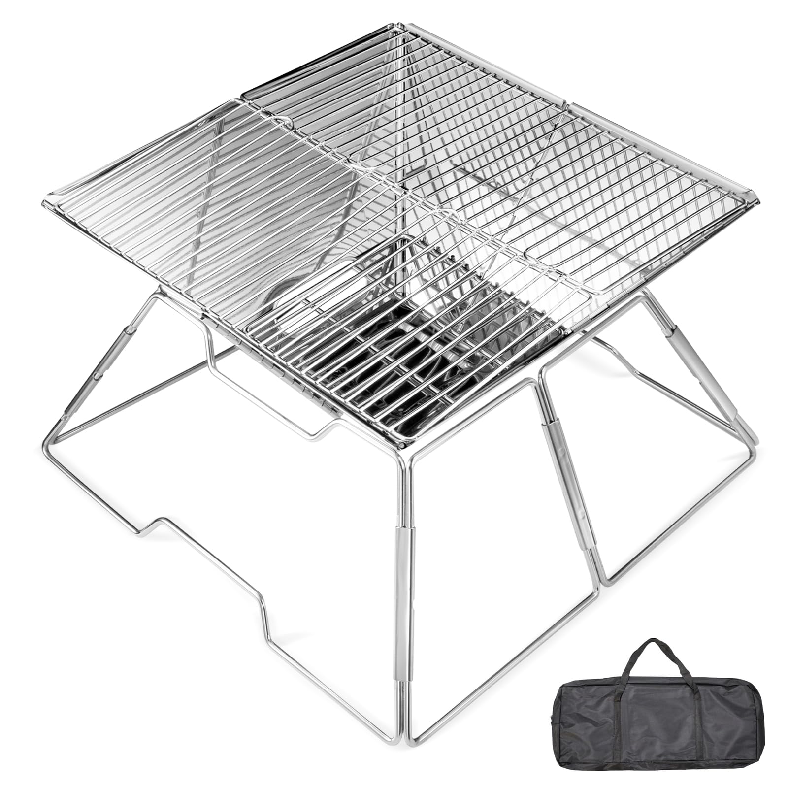 Lafuntar Portable Fire Pit for Camping With Carrying Bag