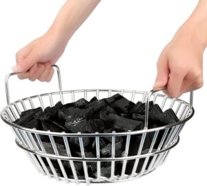 GLARETEX 14 Inches Stainless Steel Charcoal Ash Basket Grill Accessory for Big Green Egg Large