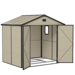 Outsunny 8 x 6ft Plastic Garden Storage Shed with Foundation Kit