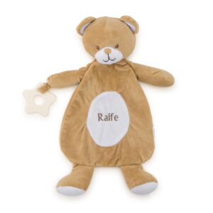 Lobeko Personalised Baby Comforter Blanket with Teething Ring
