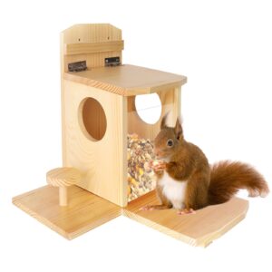 Suewidfay Squirrel Feeder with Lift-Up Lid and Desk