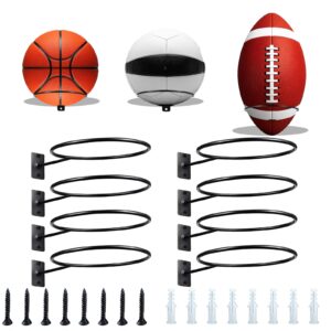 XWGKLN 8Pcs Ball Holders for Wall Sturdy Metal with Screws Football Stand for Football Basketball Volleyball Rugby Display Stand Boys Room Decoration Ball Storage Rack