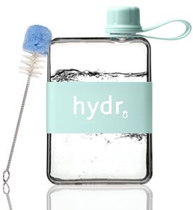 hydr™ v2 Flat Water Bottle For Handbag & Flexible Cleaning Brush | 500ml Tritan BPA Free Slim Travel Water Bottle