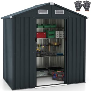 COSTWAY 6 x 4ft Metal Garden Shed