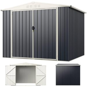 TANGZON 8 x 6ft Metal Garden Shed