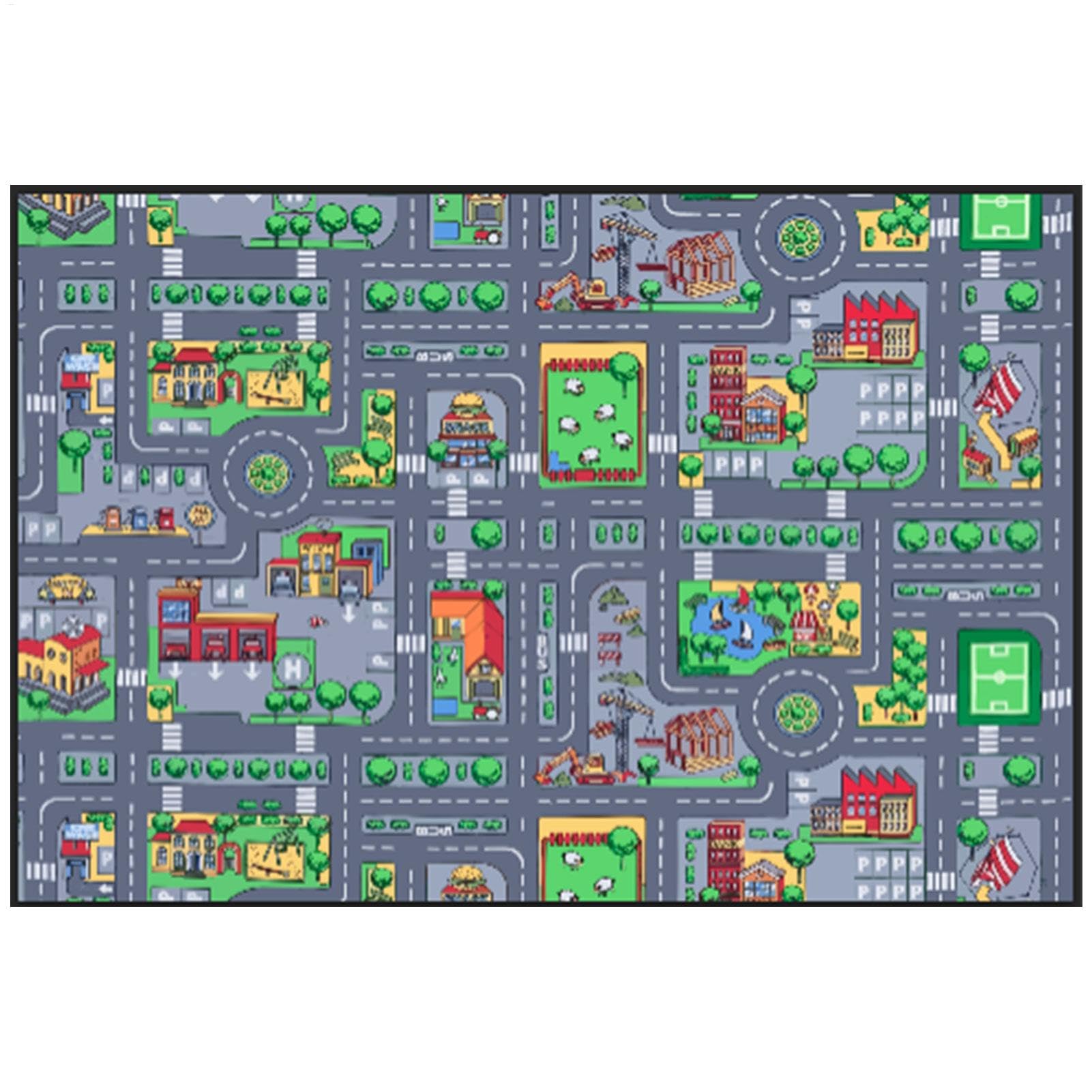 80x120cm Kids Rug Play Mat For Toy Car Childrens Road Play Mat Baby Play mat For Floor Educational Play Rug Road Traffic System Kid's Floor Comfortable Velvet Mat For Playroom Living Room