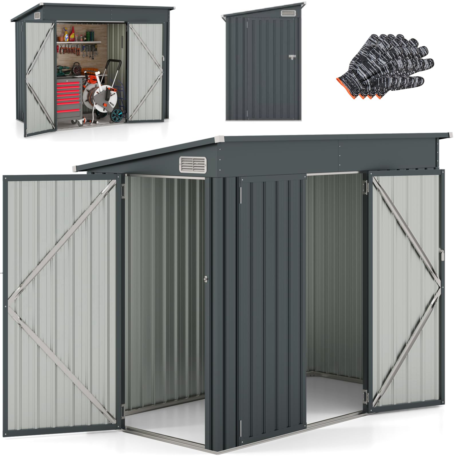 GiantexUK 8 x 4FT Metal Garden Shed