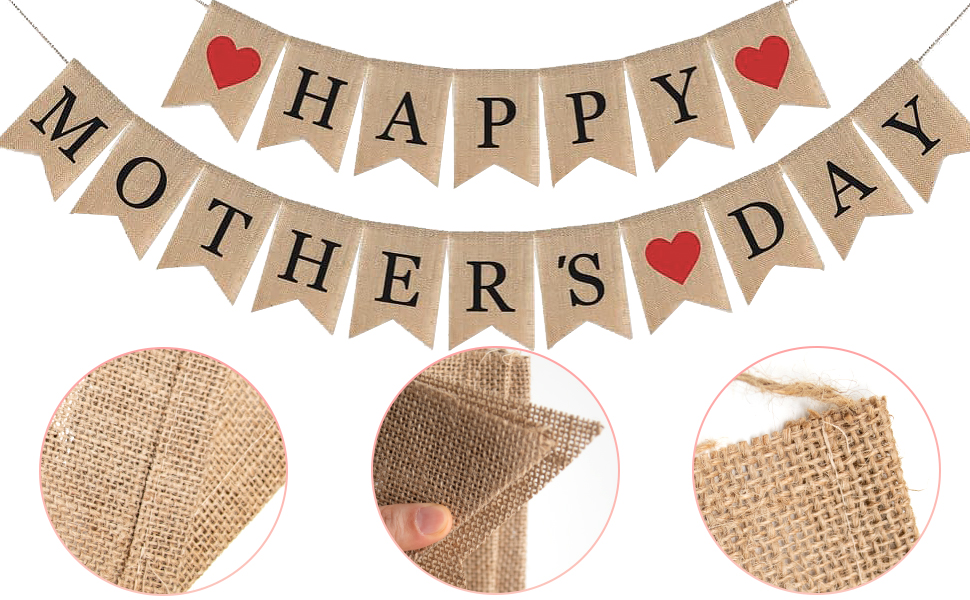 Happy Mother's Day Burlap Flag