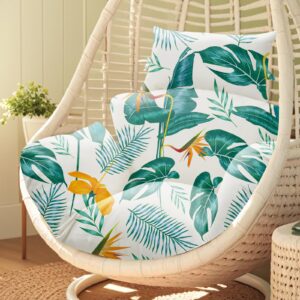 joomie Waterproof Egg Chair Cushion Replacement 119x79x13 cm Thicken Hanging Egg Swing Chair Cushion Indoor Outdoor Wicker Rattan Hammock Basket Cushion with Headrest Pillow