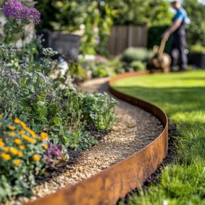 Corten Steel Metal Lawn Edging 5 Metre (16.5ft)