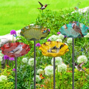MeyRolizn 4PCS Metal Flower Bird Bath for Outside