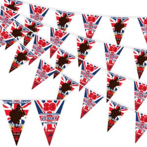AhfuLife VE Day Flag Bunting for 80th Anniversary 2025 Decorations