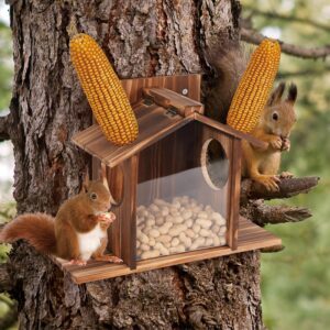 Squirrel Feeder Just Wooden Squirrel Box House Feeders for Garden Outside Backyard Easy to Assemble Garden Gif