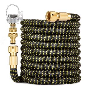 Expandable Garden Hose Pipe 100FT 3 Times Flexible Expanding Magic Watering Hose with 3/4" 1/2" and Universal Connector Solid Brass Fittings for Pet & Car Washing