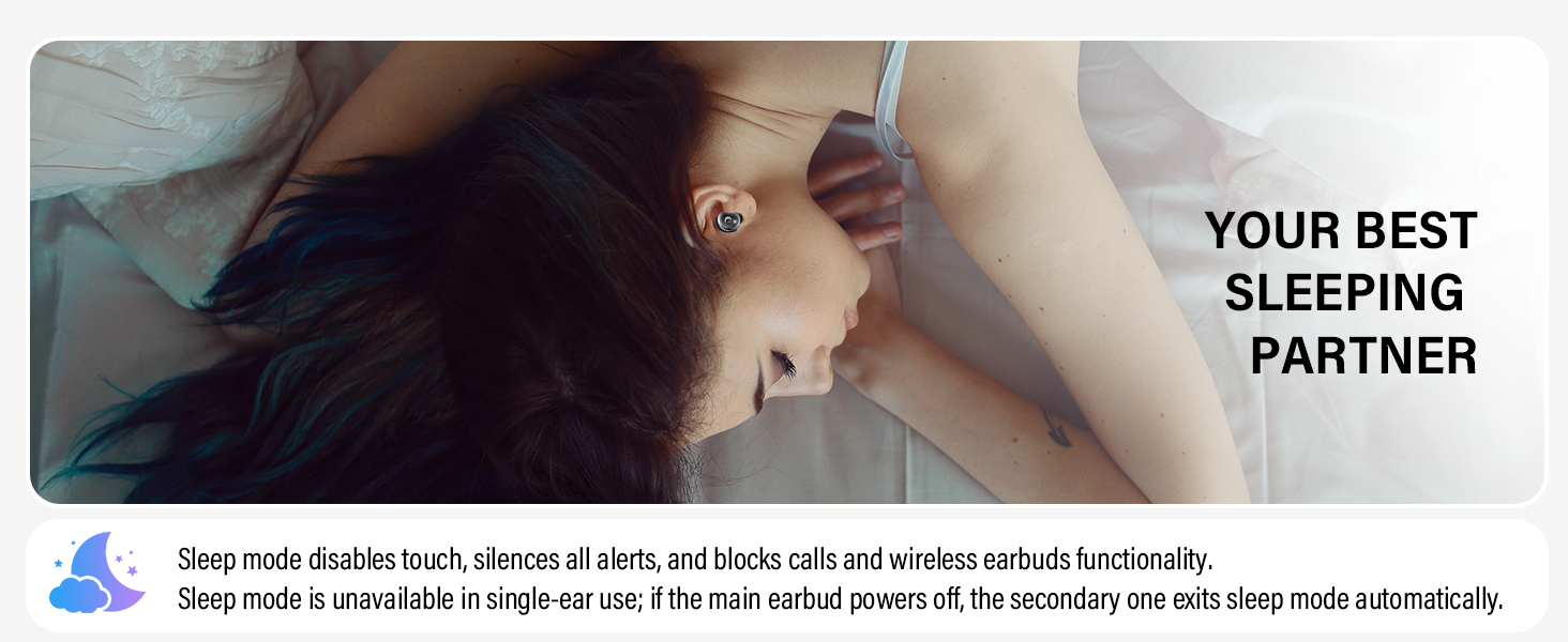 Mini Sleep Earbuds Bluetooth 5.4 Headphones In Ear with Noise Cancelling Mic