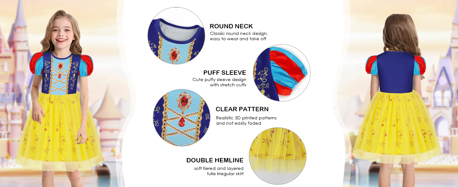 Snow white dress up for girls Princess costumes for girls Princess dress 3-4 Princess dress 2-3
