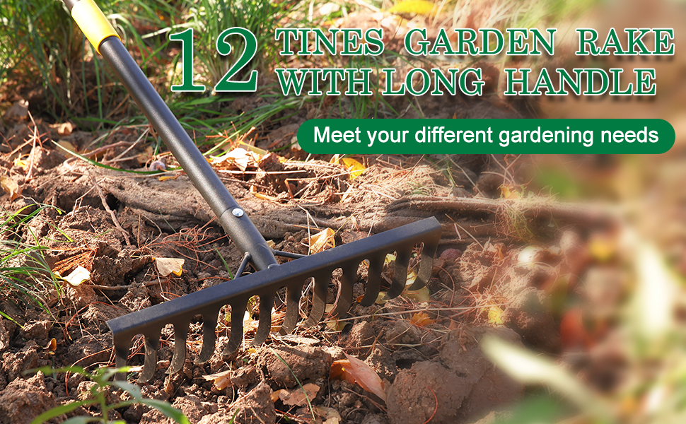 Metal Garden Rake Tool for Loosening Soil