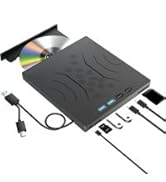 7 in 1 External Blu Ray Drive, 4k Blu Ray Burner with USB 3.0 Type-C Portable Blu Ray Drive, CD D...