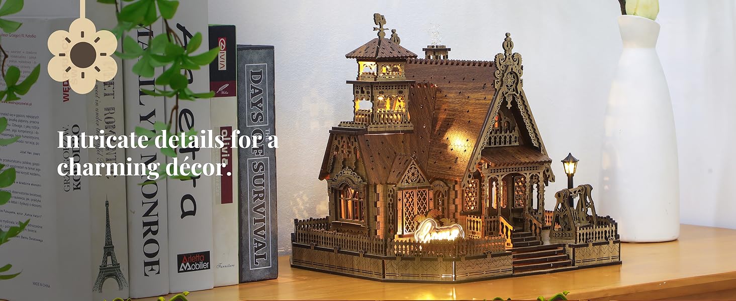 FUNPOLA LED 3D Wood Puzzle Countryside Cottage Model