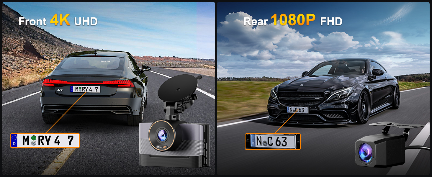 4k dash cam front and rear