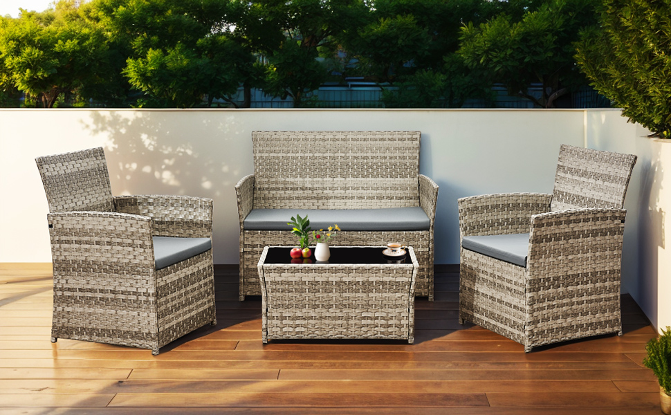 4 seater rattan garden furniture