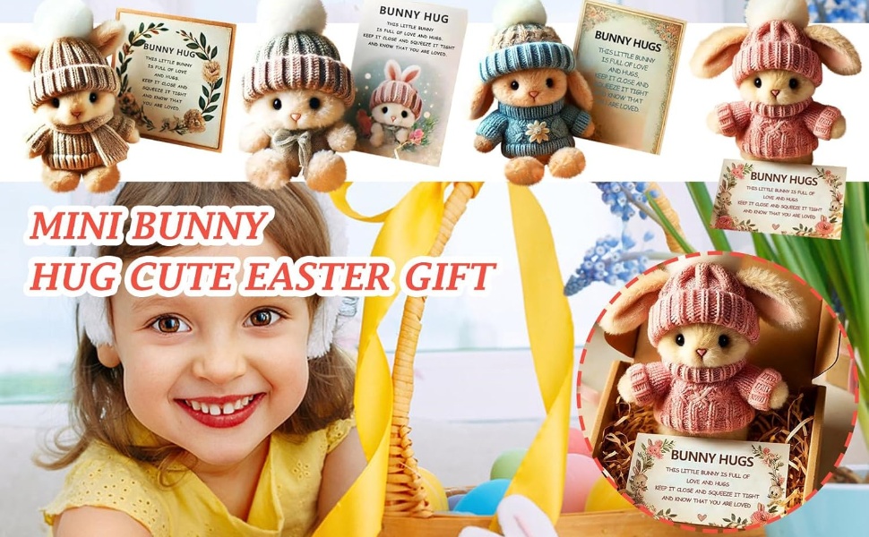 Mini Cute Funny Positive Life Bunny Creative Knitted Animal Holding Card