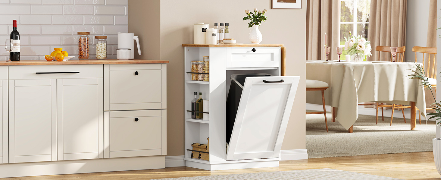 YITAHOME Sideboard with Trash Bin Hamper